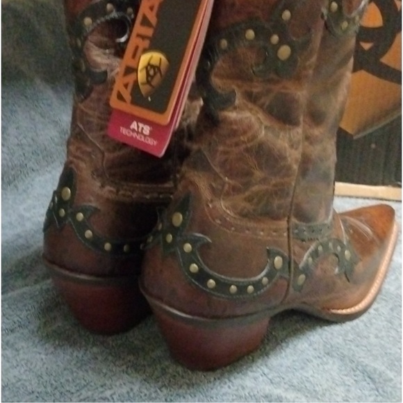 ARIAT ROGUE SKIPPY Brown Western Ostrich Cowboy Snip Toe Boot Size 9M Leather - Picture 4 of 15